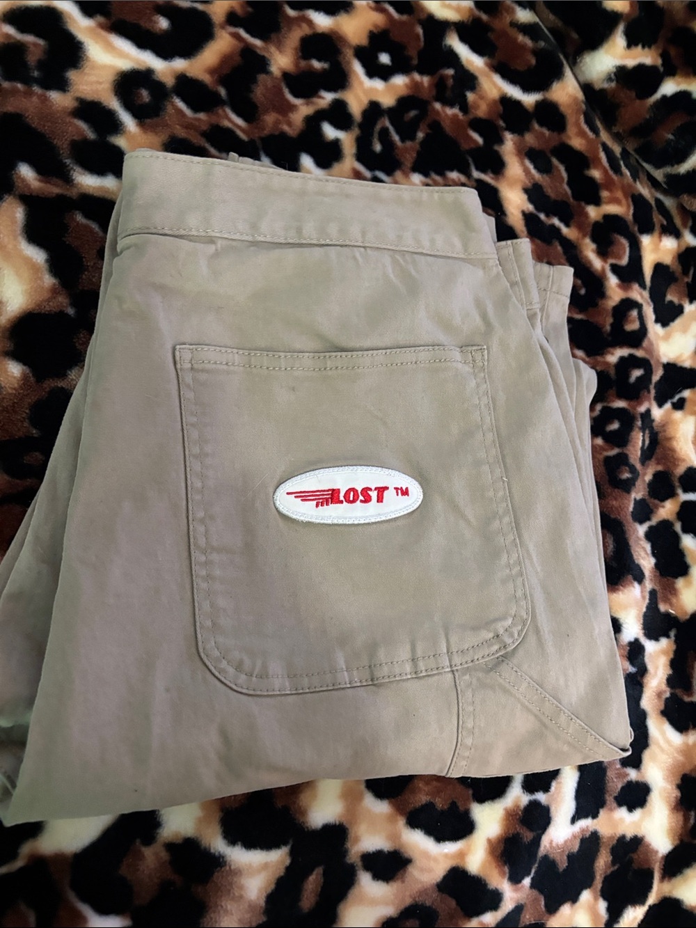 Lost Khaki/Tan Cargo Pants with White & Red Patch